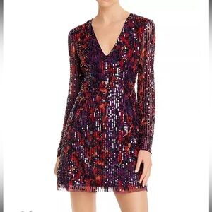 FRENCH CONNECTION Inari Embellished Long Sleeve Sequin Mini Dress